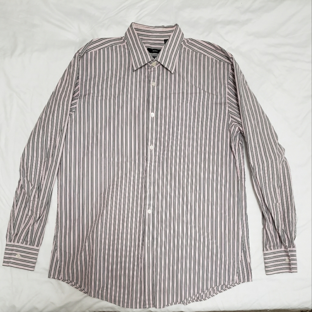 BOSS (mens) Slim Fit 17 34/35 size Striped Dress Shirt